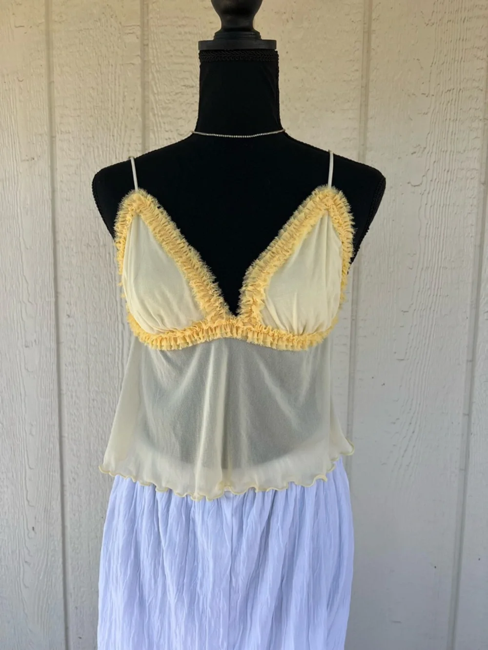 Urban Outfitters Out From Under Yellow Sheer Cami Medium Babydoll Tank - Picture 3 of 5